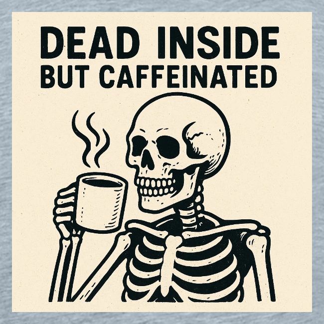 Skeleton Sipping Coffee