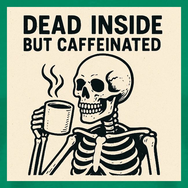 Skeleton Sipping Coffee