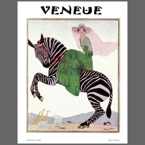 Veneue Magazine Cover of a Young Woman on a Zebra - Men's Premium T-Shirt