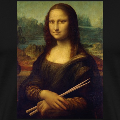 The Mona Lisa Holding Drum Sticks Funny Drummer - Men's Premium T-Shirt