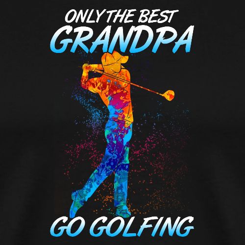 Best Grandpa Golf Gift - Colorful Watercolor Tee - Men's Premium T-Shirt