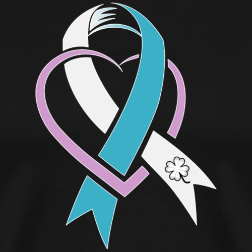 TB Cervical Cancer Awareness Ribbon with Heart - Men's Premium T-Shirt