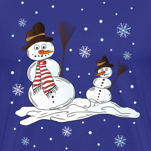 Snowmen, winter, snowflakes - Men's Premium T-Shirt