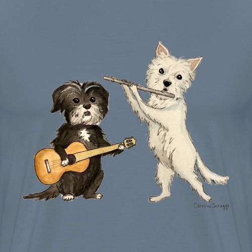 Buddy + Nuggie | Terriers + Guitar & Flute - Men's Premium T-Shirt