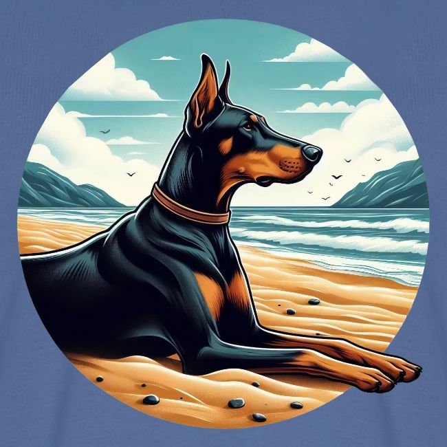 Doberman Laying on the Beach