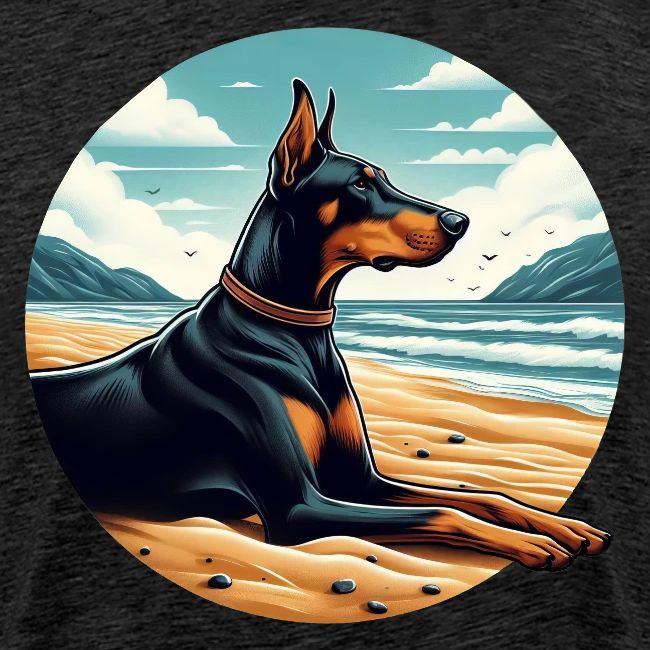 Doberman Laying on the Beach