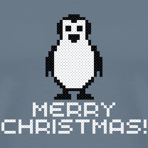 MERRY CHRISTMAS funny penguin cross stitch design - Men's Premium T-Shirt