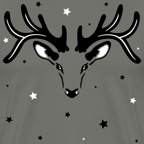 Reindeer silhouette with stars and antler. - Men's Premium T-Shirt