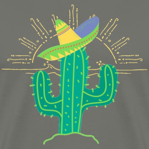 sunset cactus retro style - Men's Premium T-Shirt