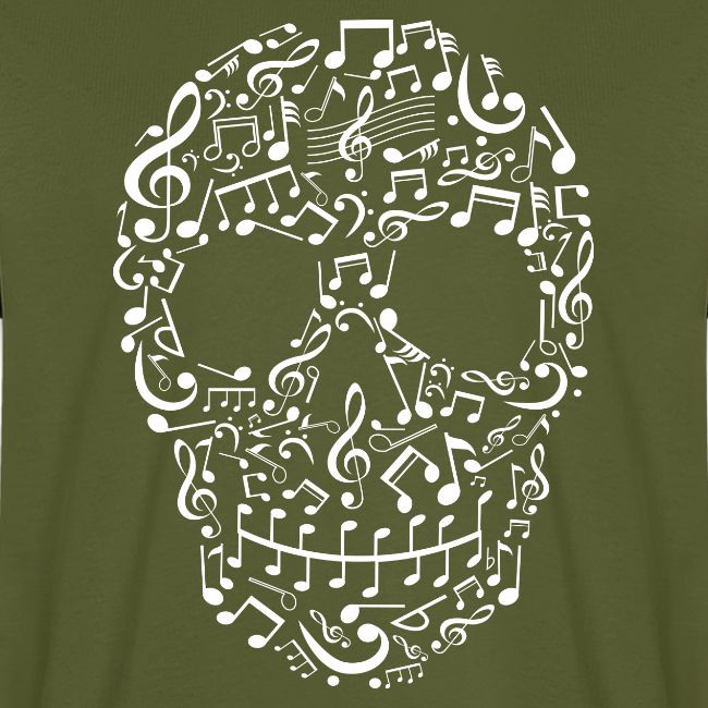 Skull Face of Musical Notes and Instruments