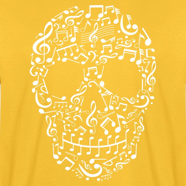 Skull Face of Musical Notes and Instruments