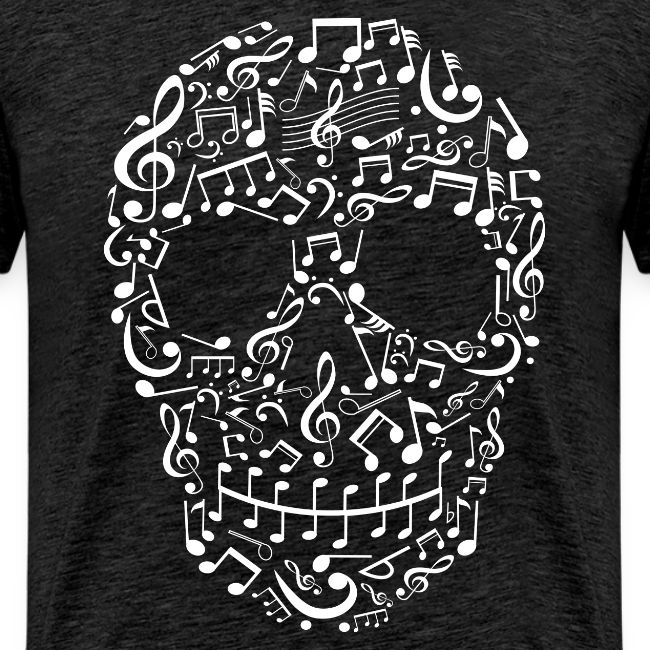 Skull Face of Musical Notes and Instruments