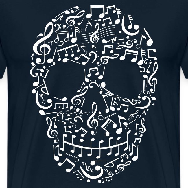 Skull Face of Musical Notes and Instruments
