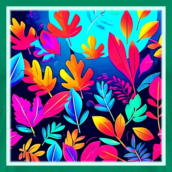 Neon Leaf Paradise Art