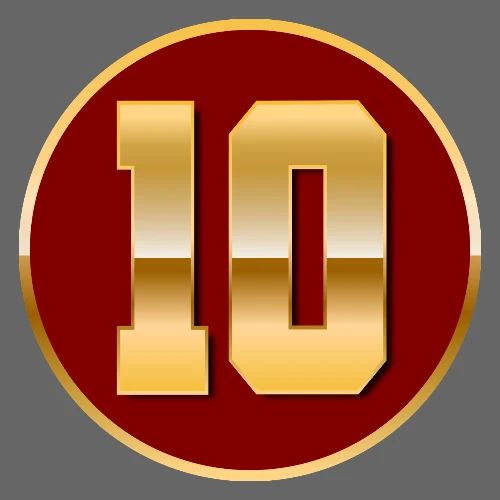 Number 10 in Gold Varsity Font - Men's Premium T-Shirt