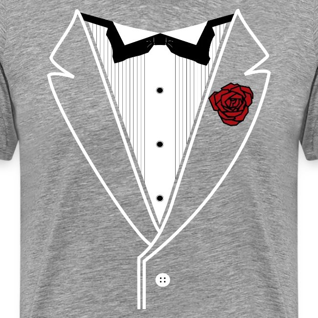 Tuxedo Shirt With Black Bowtie And Red Rose