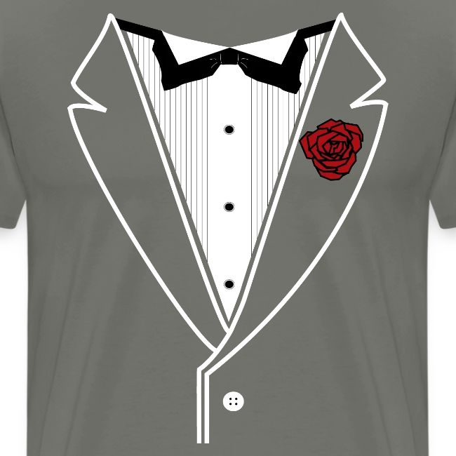 Tuxedo Shirt With Black Bowtie And Red Rose