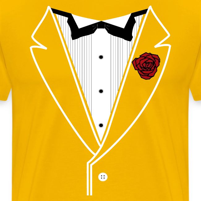 Tuxedo Shirt With Black Bowtie And Red Rose