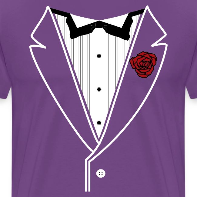 Tuxedo Shirt With Black Bowtie And Red Rose