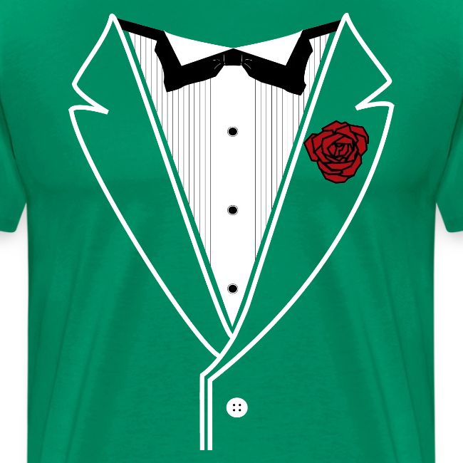 Tuxedo Shirt With Black Bowtie And Red Rose