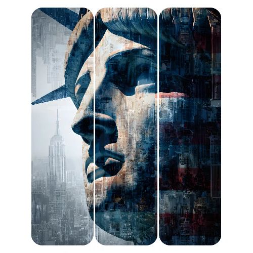 USA: Urban Liberty Triptych - Men's Premium T-Shirt