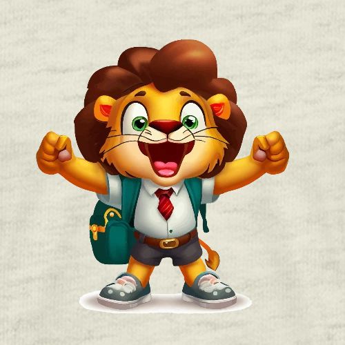 Joyful Lion Back-to-School ready to go to school - Men's Premium T-Shirt