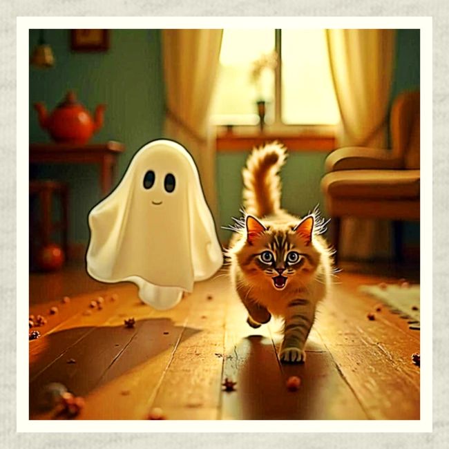 Funny Kitten Spooky Friend