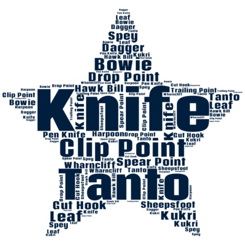 Knife Word Art in a Star Shape Design - Men's Premium T-Shirt