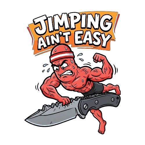 Jimping Ain't Easy Funny Knife Maker & EDC Mascot - Men's Premium T-Shirt