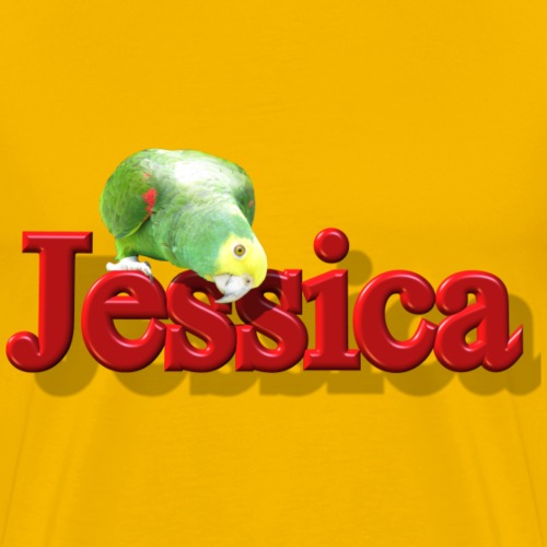 Jessica With a Parrot - Men's Premium T-Shirt