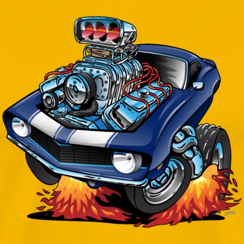 Classic Sixties American Muscle Car Cartoon - Men's Premium T-Shirt