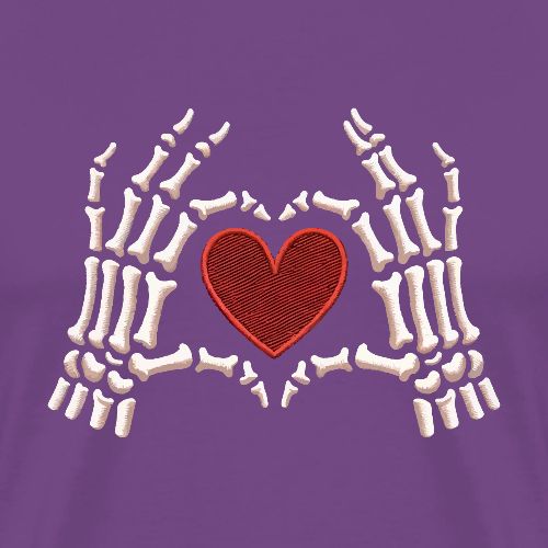 Skeleton Hands Heart Embroidery Art - Men's Premium T-Shirt