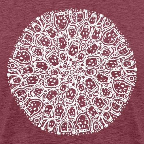 Mandala Circle of Skulls - White Ink - Men's Premium T-Shirt