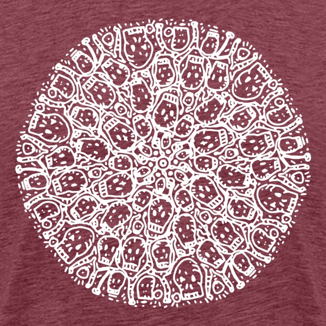 Mandala Circle of Skulls - White Ink