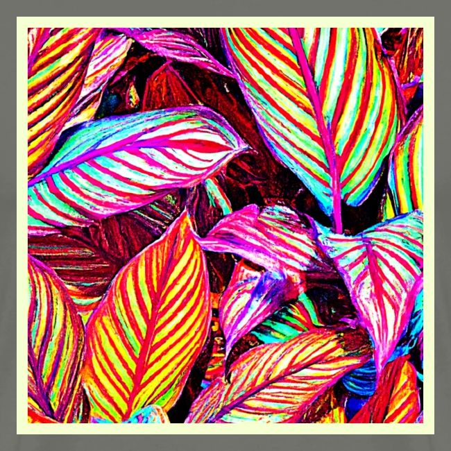 Striped Neon Leaves Design