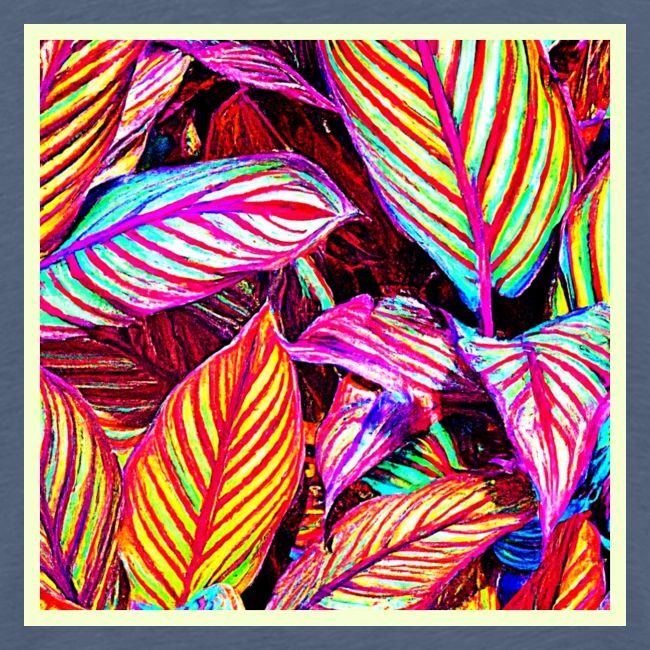 Striped Neon Leaves Design