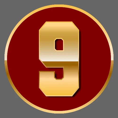 Number 9 in Gold Varsity Font - Men's Premium T-Shirt