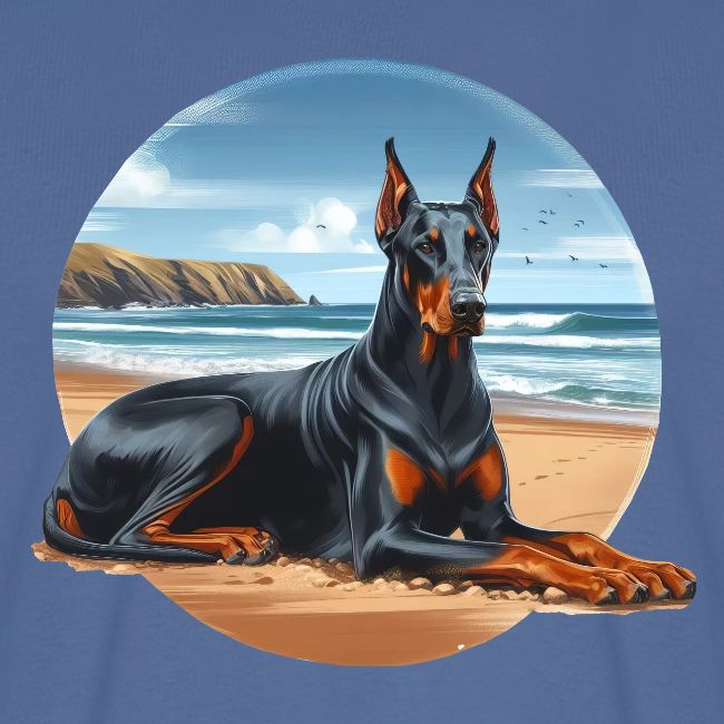Doberman On The Beach