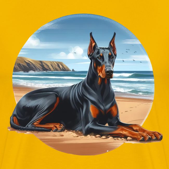 Doberman On The Beach