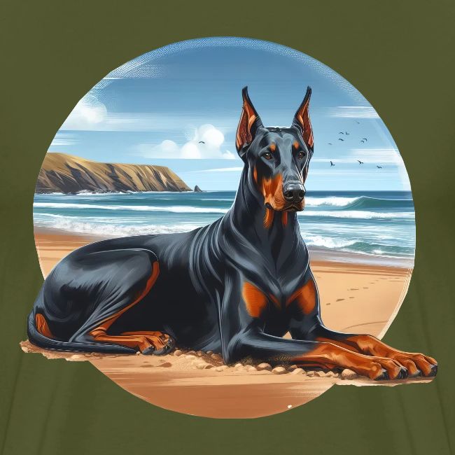 Doberman On The Beach