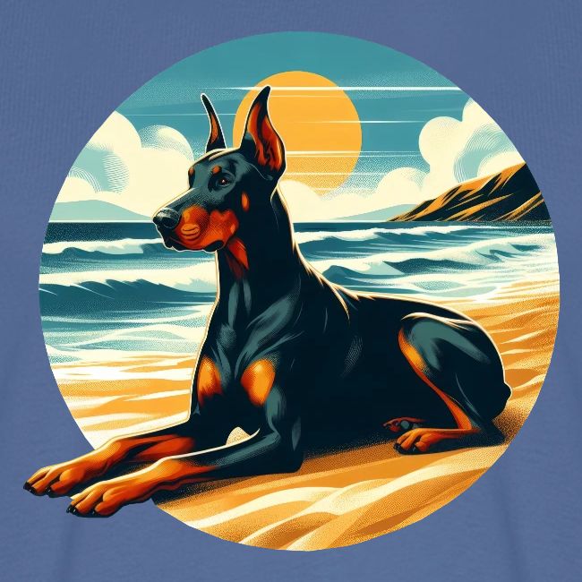 Doberman On The Beach