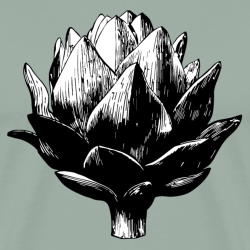 Big Artichoke Illustration - Black Ink, White Fill - Men's Premium T-Shirt