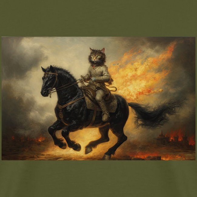 Mr Whiskers the Battle Cat Rides a War Horse