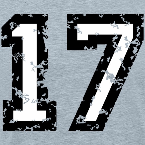 Number 17 - 17th Birthday (Distressed Black&White) - Men's Premium T-Shirt