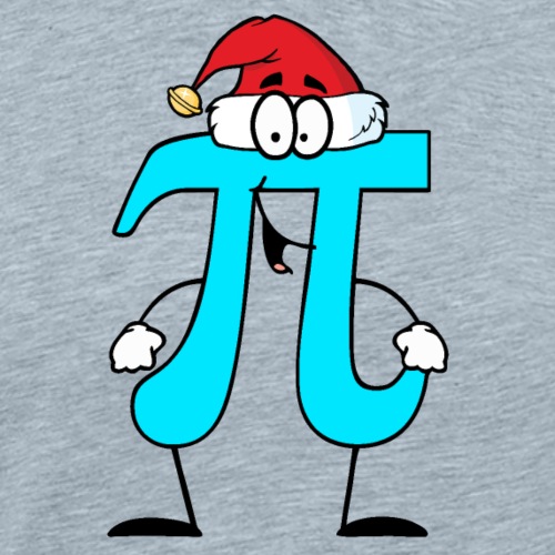 Pi cartoon wearing a Santa hat π Christmas math - Men's Premium T-Shirt