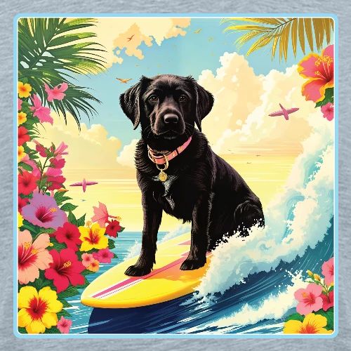 Black Labrador Retriever Surfing