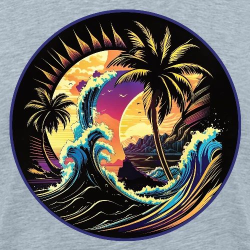 Purple Sunset Waves - Men's Premium T-Shirt