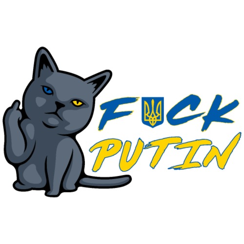 F Putin - R̶u̶s̶s̶i̶a̶n Ukrainian Blue Cat - Men's Premium T-Shirt