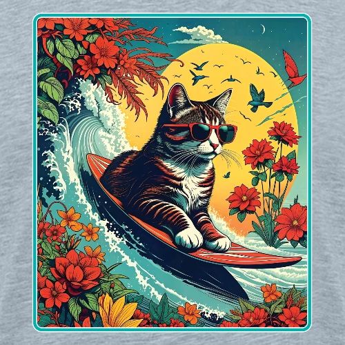 Kitten Surfing In Flowers