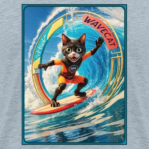 Wavecat Surfing A Wave Portal - Men's Premium T-Shirt